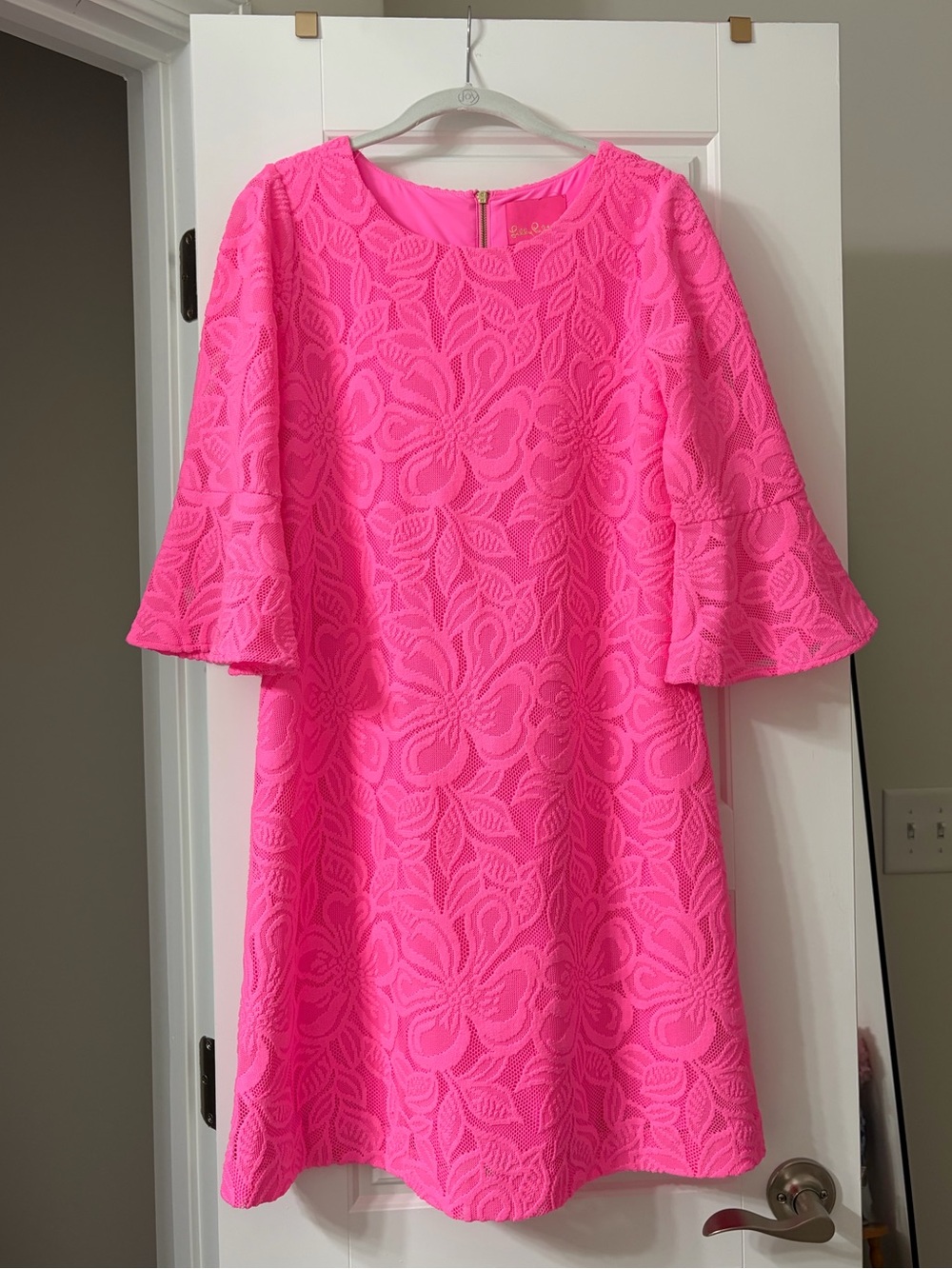 Lilly Pulitzer Women's Ophelia Lace Swing Dress Prosecco Pink Size Small